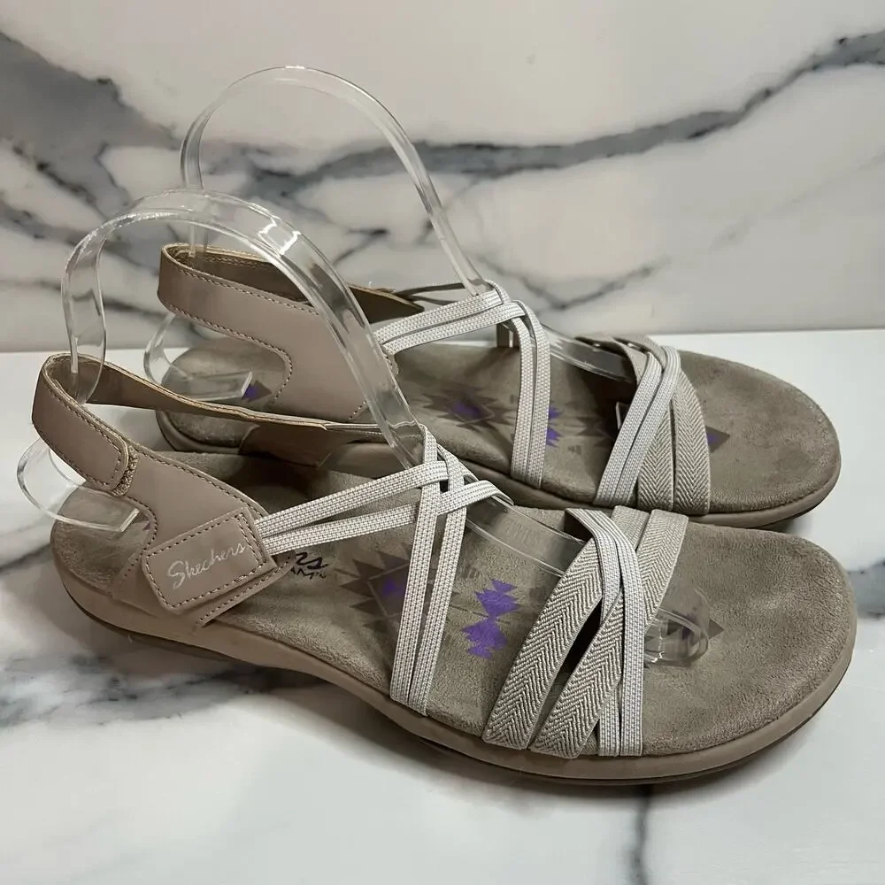 Skechers Women's Taupe Reggae Comfort Takes Two Sandals Sz 9 Outdoors Hiking